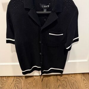 Cuts Black Knit Button-Up Shirt NYT
